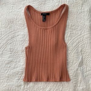 Ribbed Salmon Crop Top